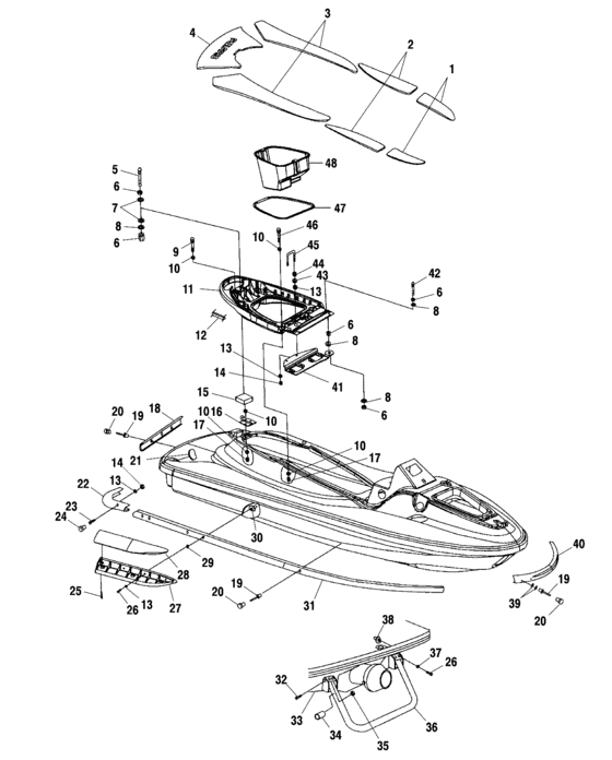 Схема узла Hull And Body (W005098D) Для Polaris Genesis Ffi