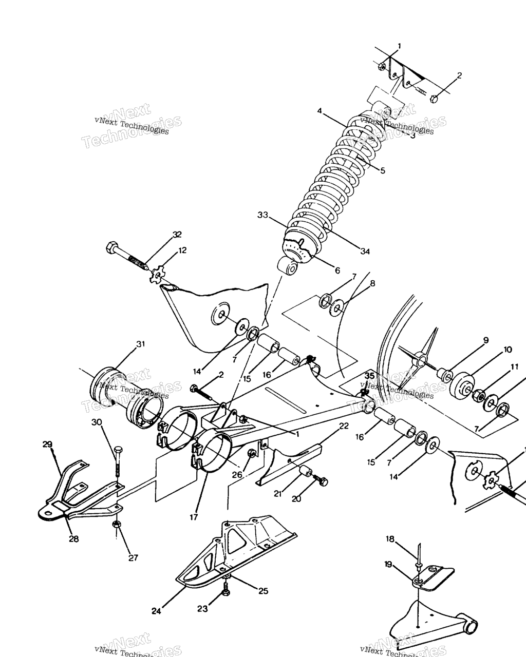 Схема узла Swing Arm Weldment/Rear Shock Asm. 250 2X4 Update