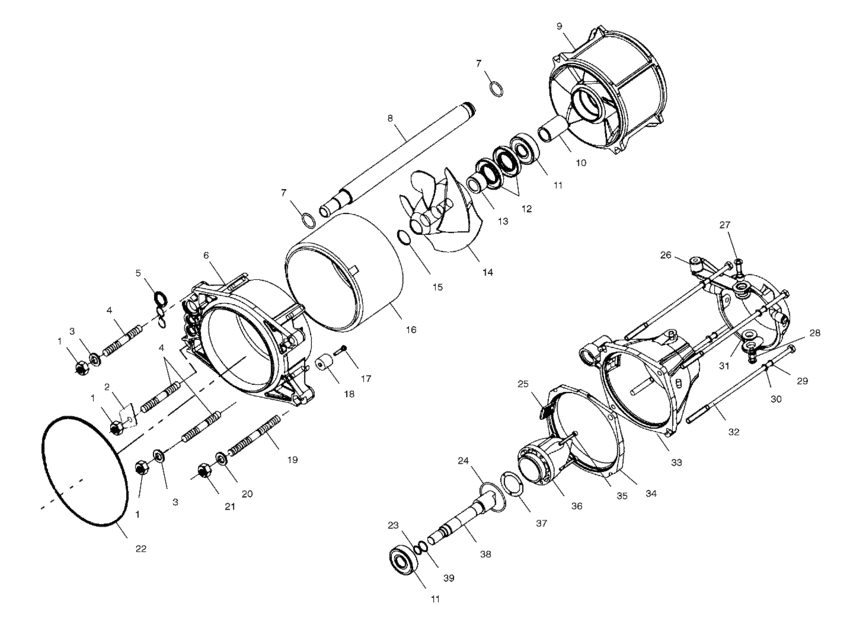 Схема узла Propulsion (W025198C/D/I) Для Polaris Virage Txi