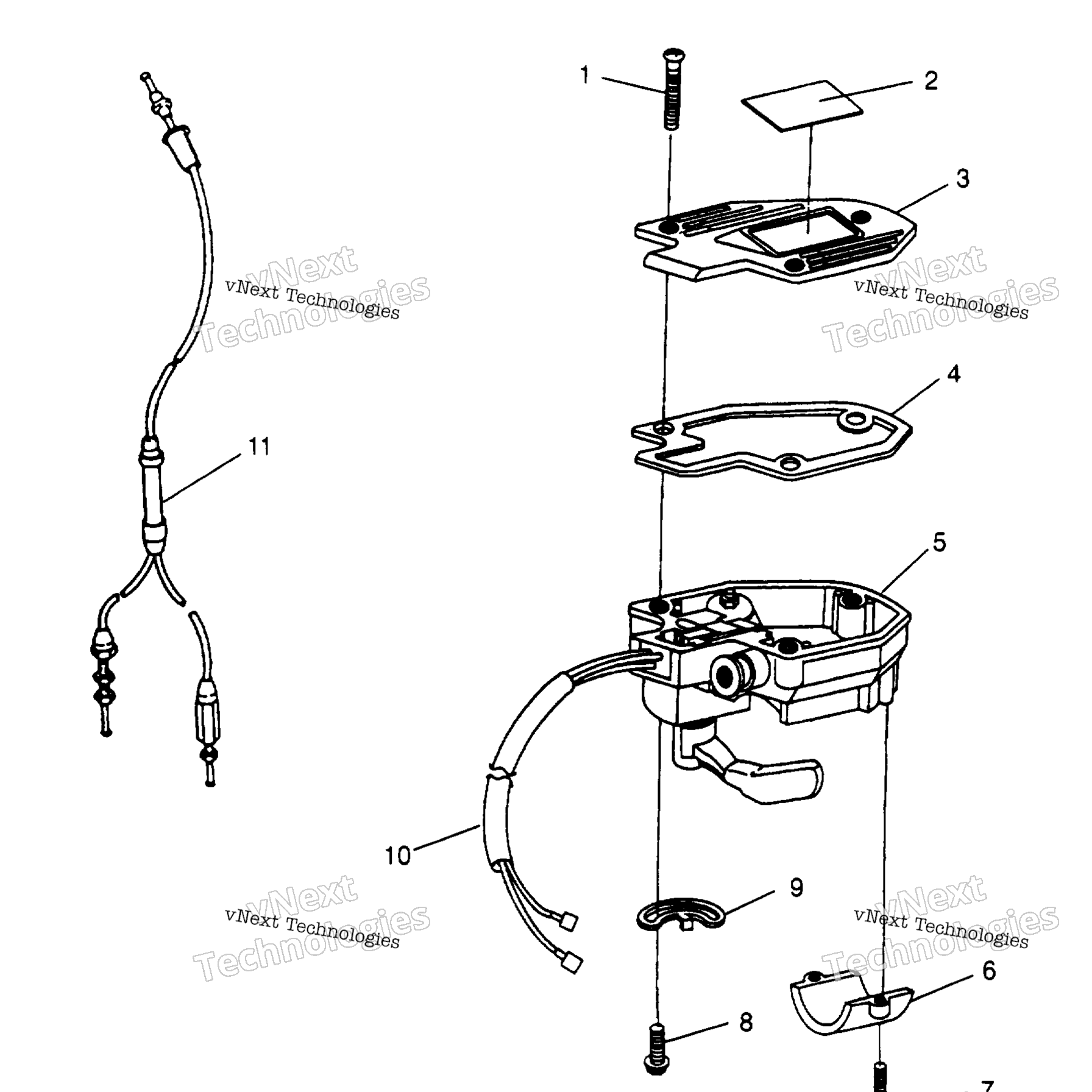 Схема узла Controls Throttle Asm./Cable Trail Boss