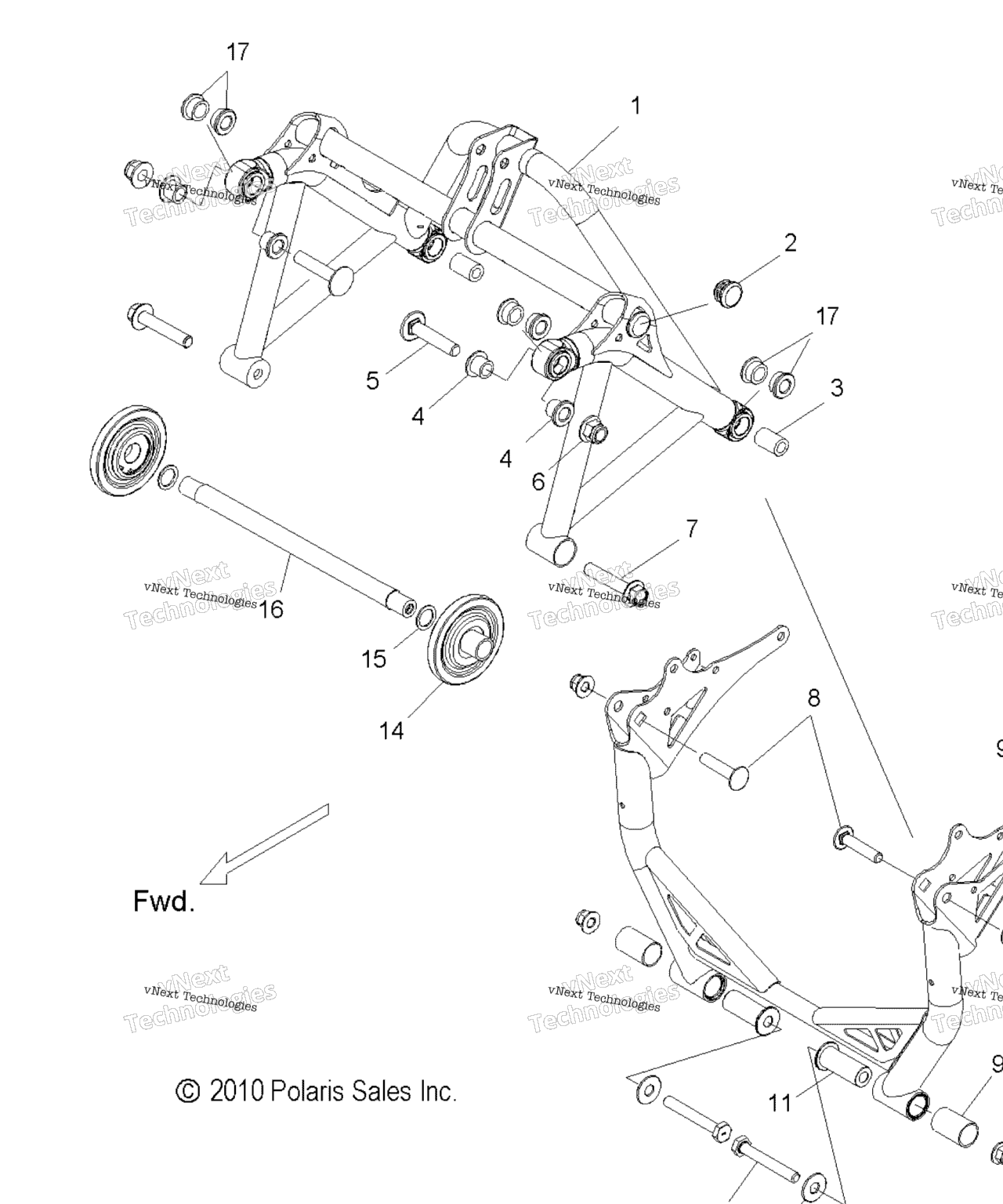 Схема узла Suspension, Crank Asm., Rear All Options