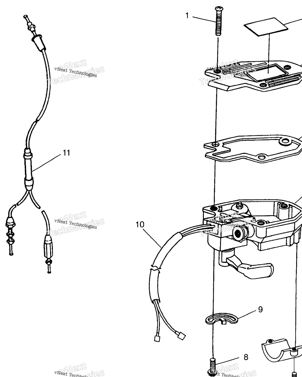 Схема узла Controls Throttle Asm./Cable W968540