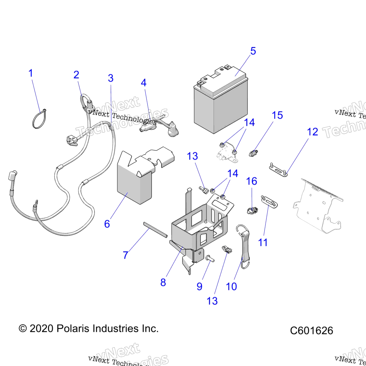 Схема узла Electrical, Battery/Box & Cables E.s. Option