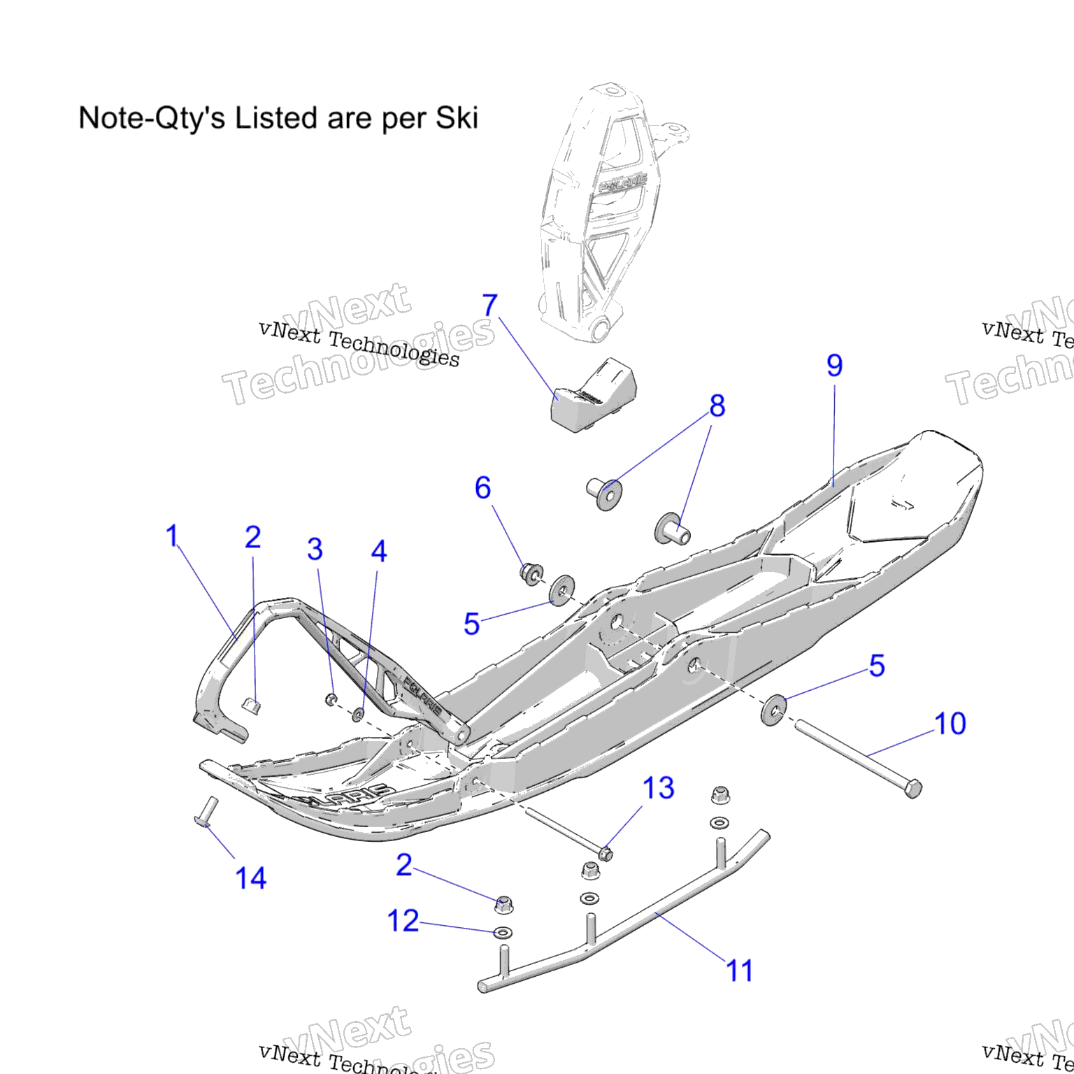Схема узла Steering, Ski Asm. All Options