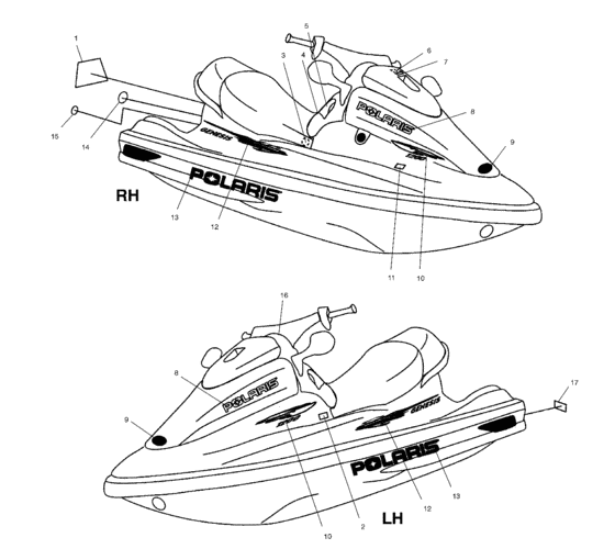 Схема узла Наклейки (W025099D/W025099I) Для Polaris Genesis