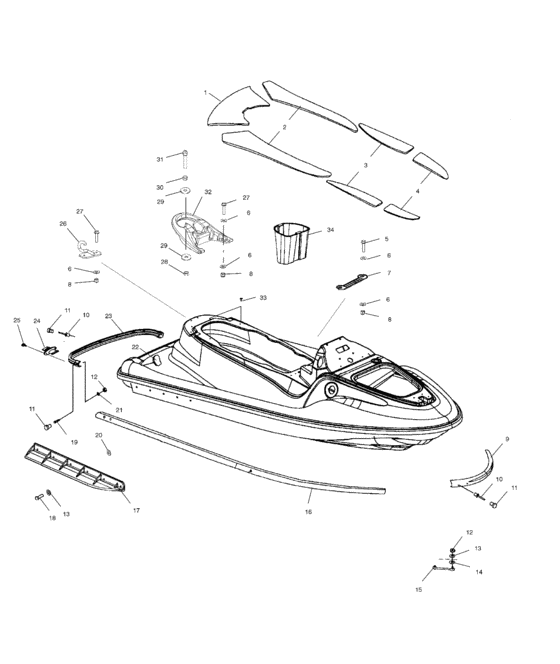 Схема узла Hull And Body (W025101C/W025101D/W025101I) Для Polaris Int\'l Virage I