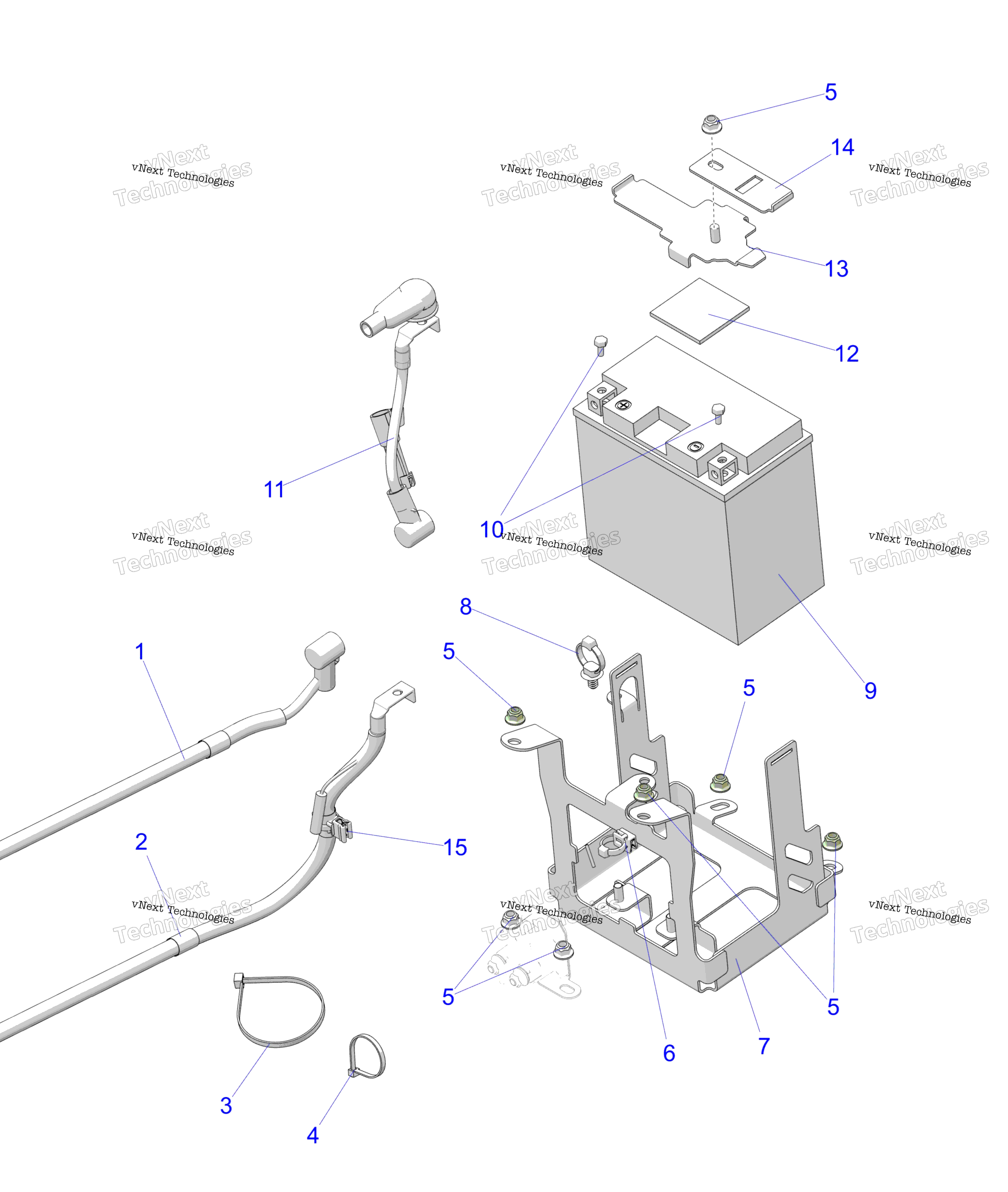 Схема узла Electrical, Battery/Box & Cables E.s. Option