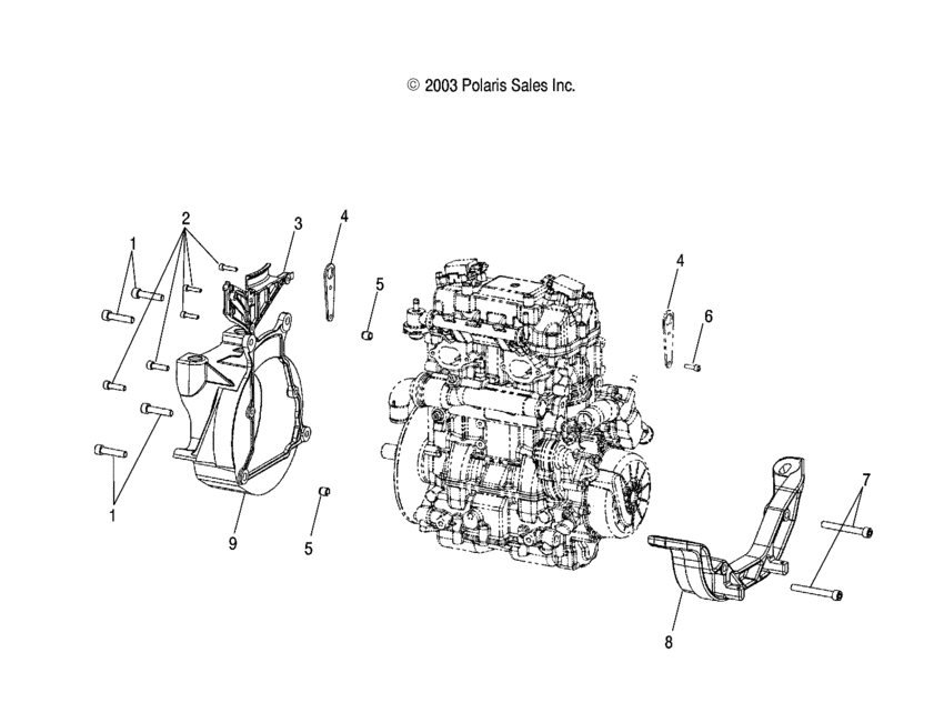 Схема узла Engine Bedplate  Для Polaris Msx 150