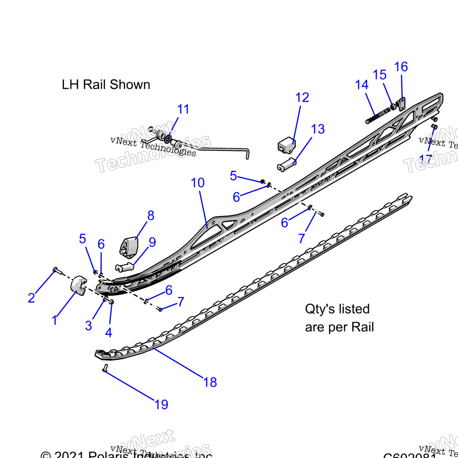 Схема узла Suspension, Rail Beam Asm., Lh/Rh, 3\
