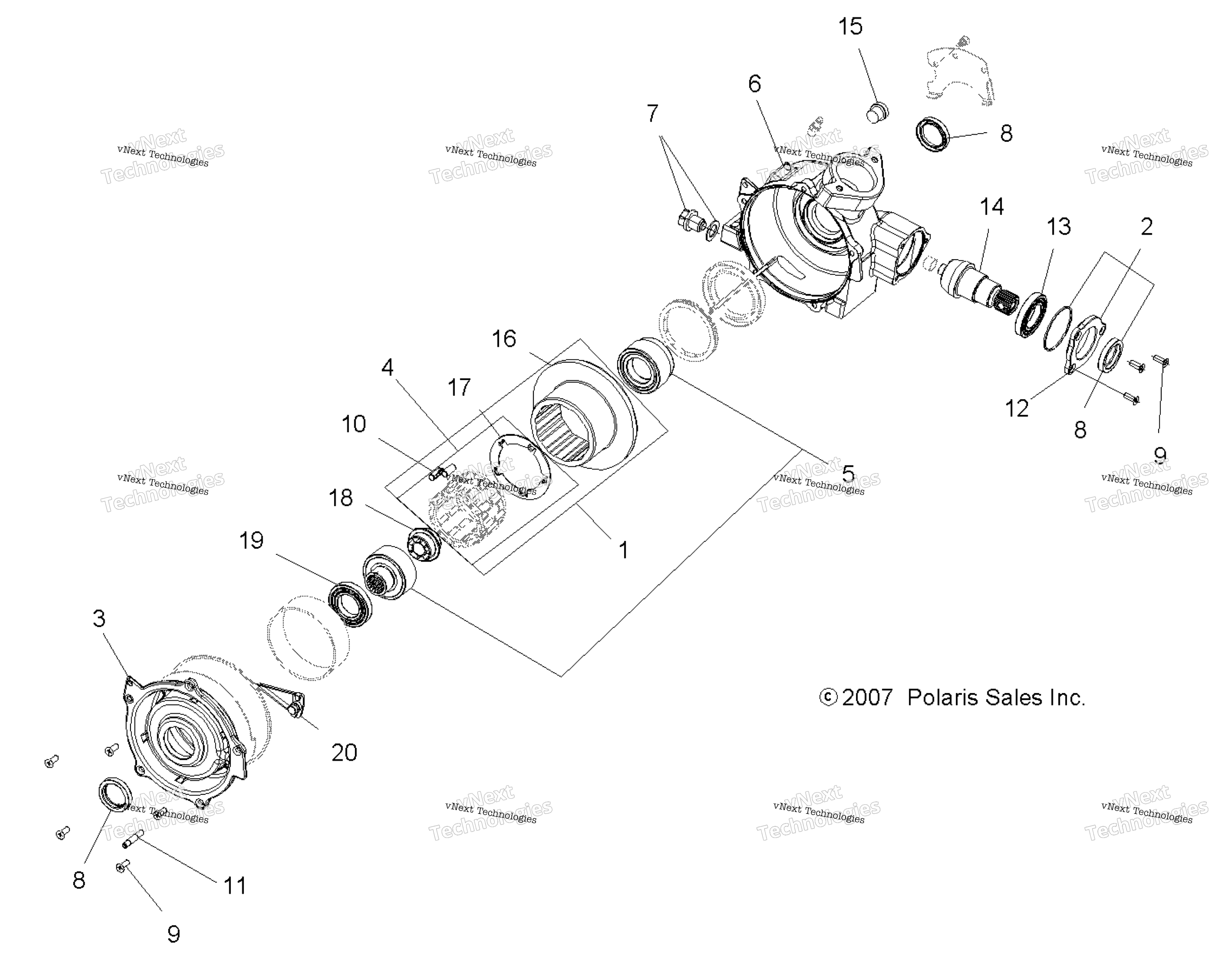 Схема узла Корпус Редуктора Переднего (Demand Drive) A07Lh27Fb (49Atvgearcase08Sp300)