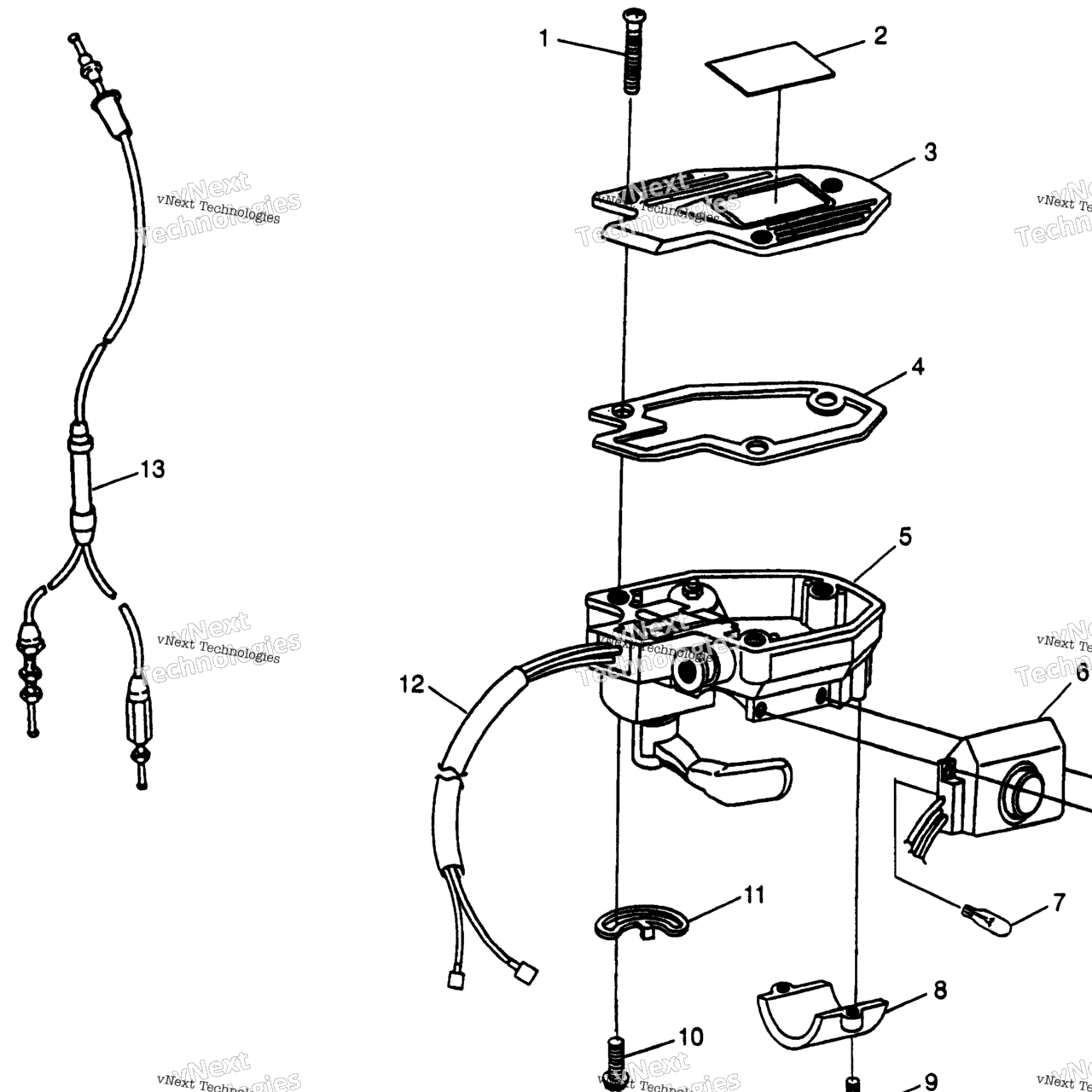 Схема узла Controls Throttle Asm./Cable Scrambler 400L