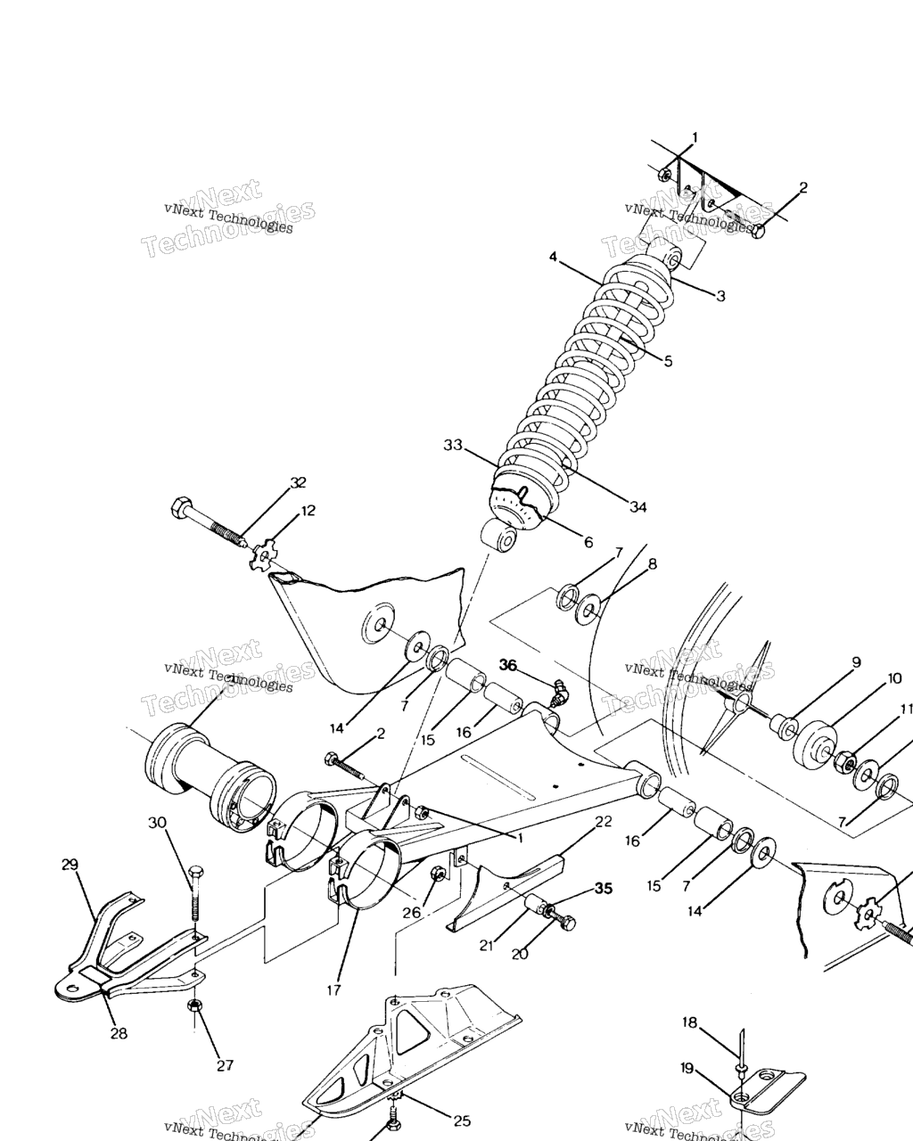 Схема узла Swing Arm Weld. / Rear Shock Assembly 250 2X4