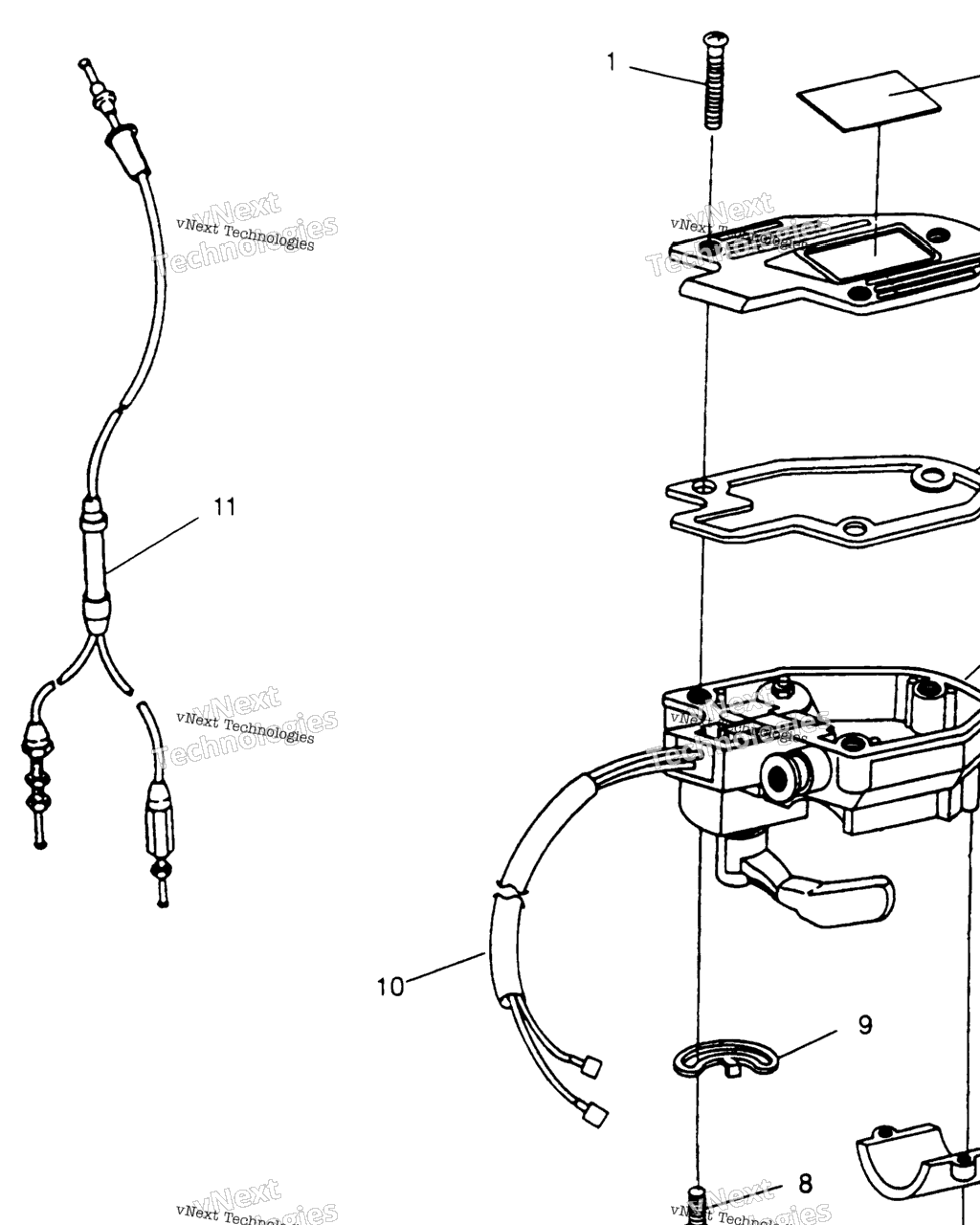 Схема узла Controls Throttle Asm./Cable Trail Boss