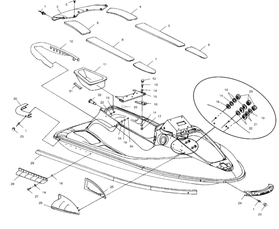 Схема узла Hull And Body (I994673) Для Polaris Intl Slh