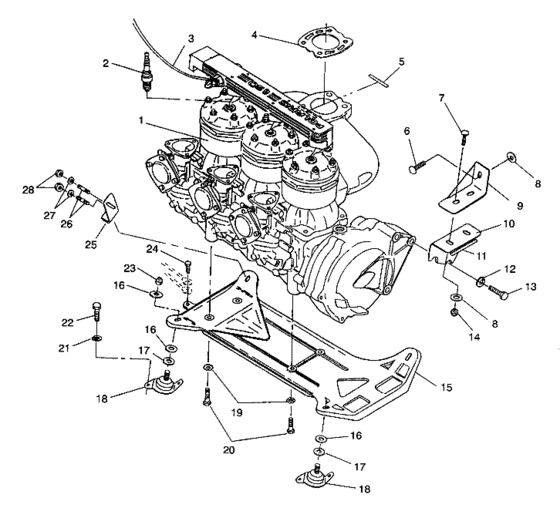 Схема узла Крепление Двигателя И Сопутствующие Детали (Sl 650 B944058) Для Polaris Sl 650