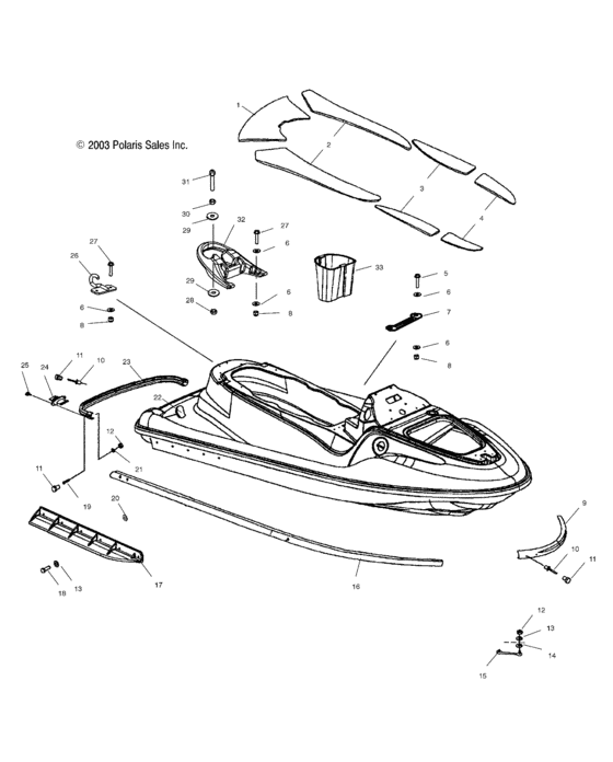 Схема узла Hull And Body (W045197Da/Ia) Для Polaris Virage