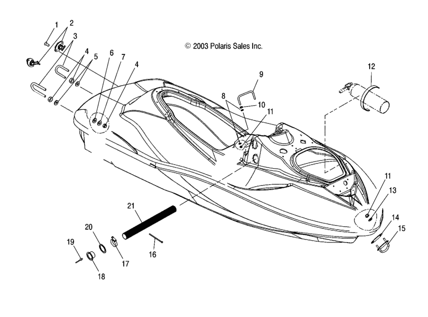 Схема узла Hull And Body (W045303Ca/Ia) Для Polaris Msx 140