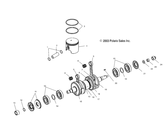 Схема узла Коленчатый Вал & Поршень (W045101Ca/W045101Ia) Для Polaris Virage I
