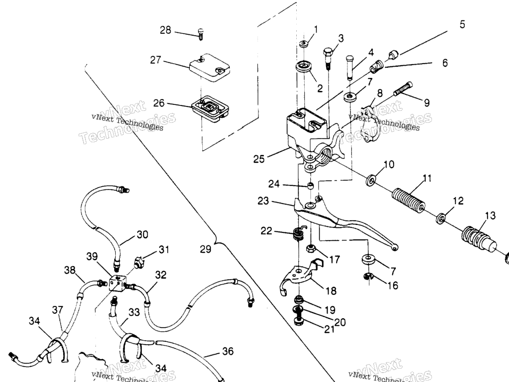 Схема узла Controls Master Cylinder/Brake Line 6X6 400L U.s. , Swedish S9