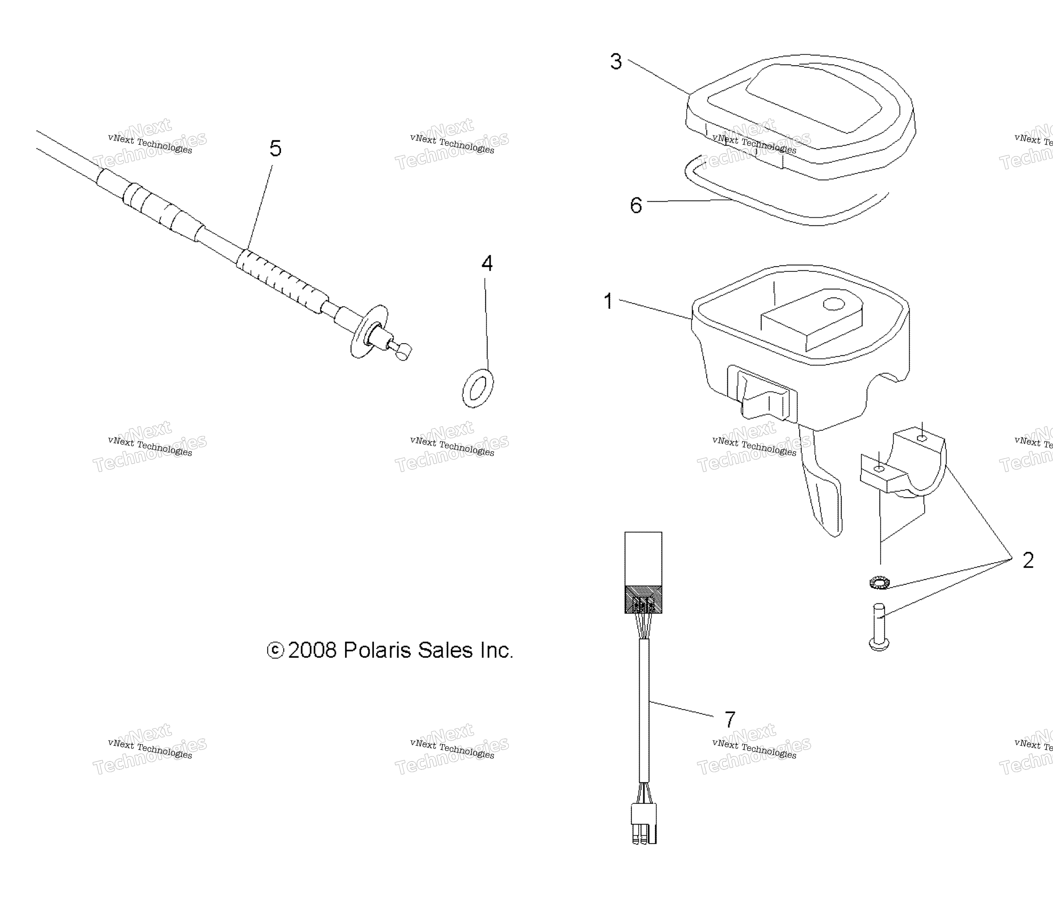 Схема узла Steering, Controls & Throttle Asm. & Cable