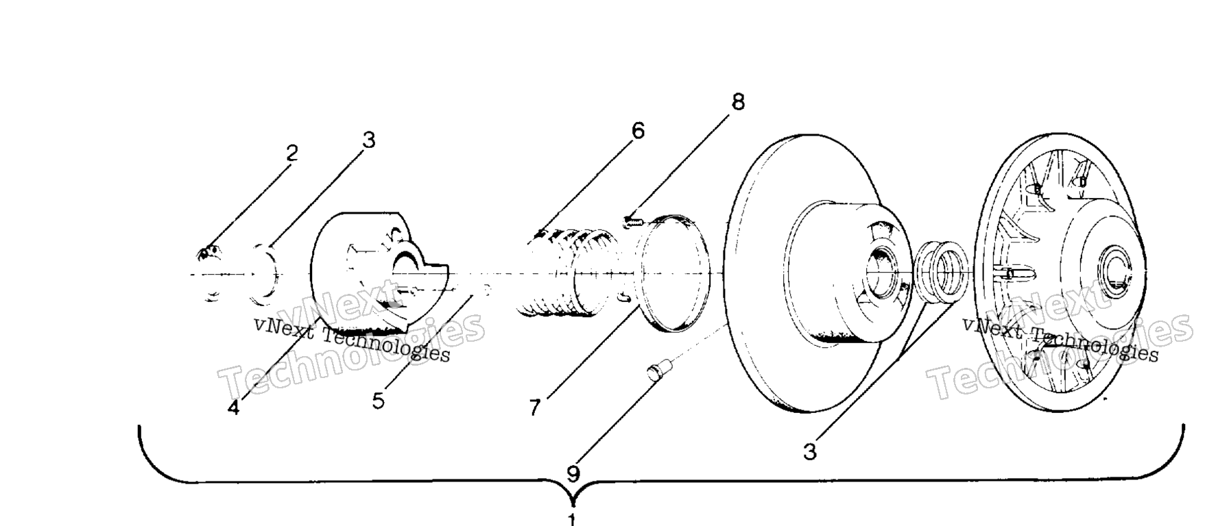 Схема узла Стартерный Шкив Driven Clutch Star & Sprint E/S