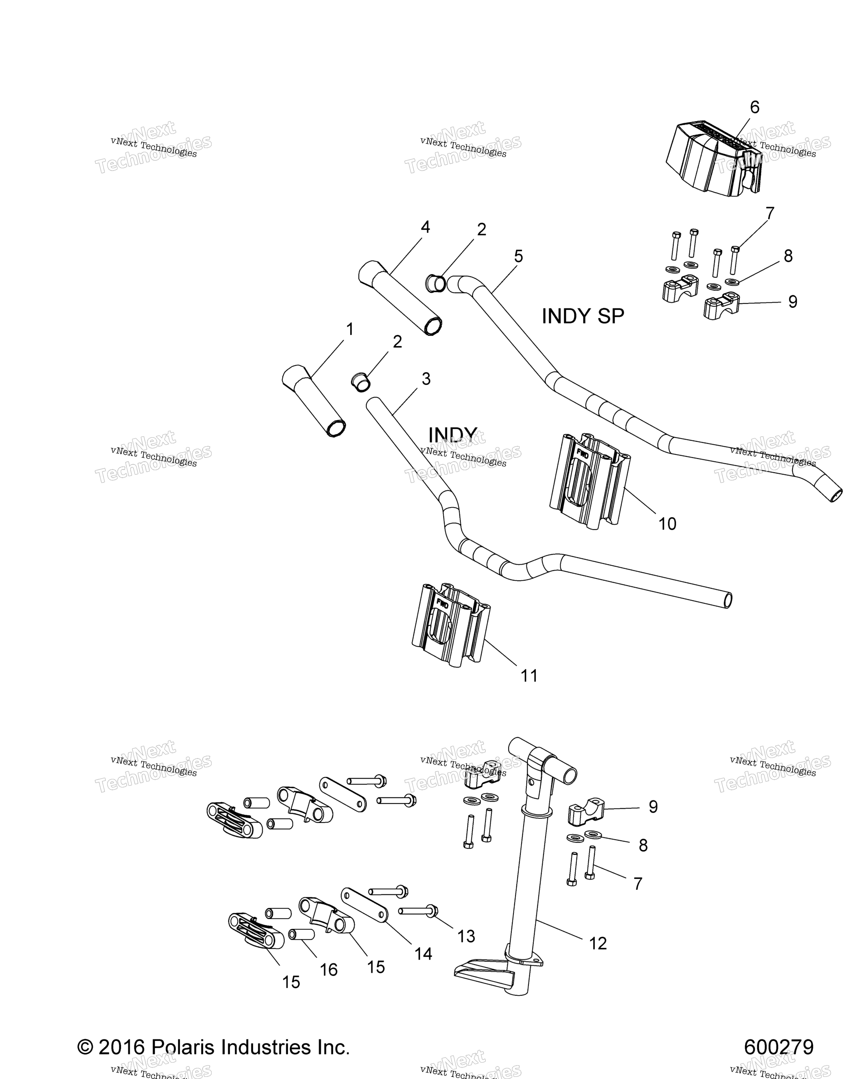 Схема узла Steering, Upper & Handlebar Asm. All Options