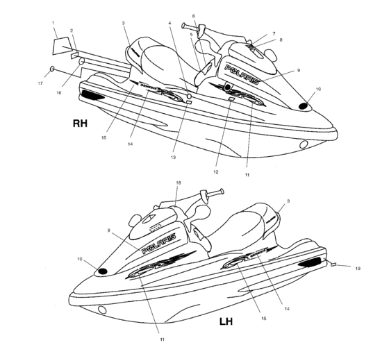Схема узла Наклейки (W015099D) Для Polaris Genesis