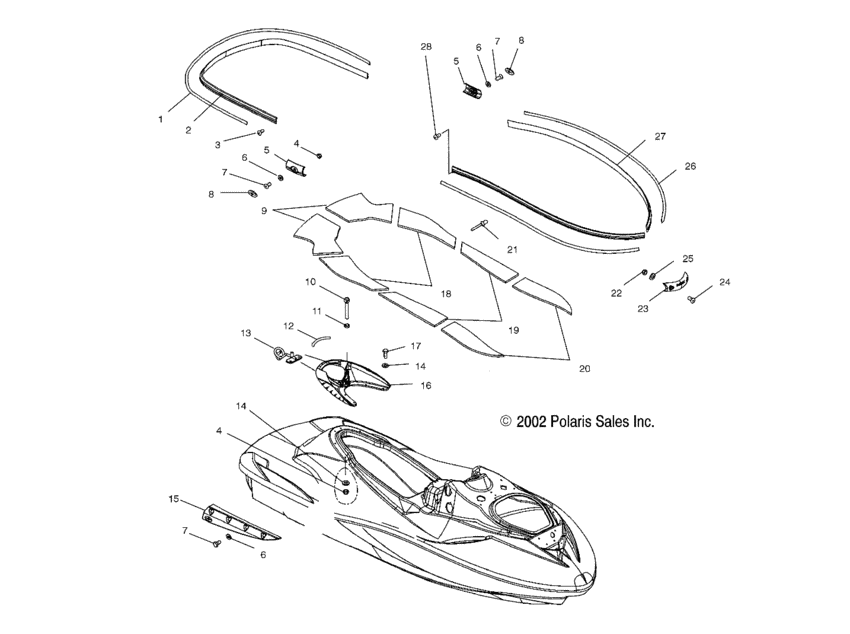 Схема узла Hull And Body (W035303Ca/Cb/Ia/Ib) Для Polaris Msx 140