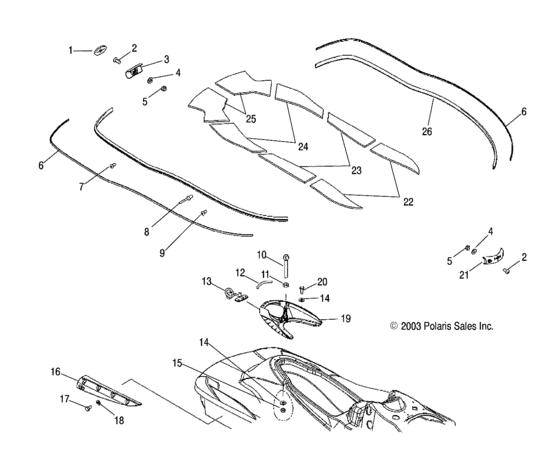 Схема узла Hull And Body (W045303Ca/Ia) Для Polaris Msx 140