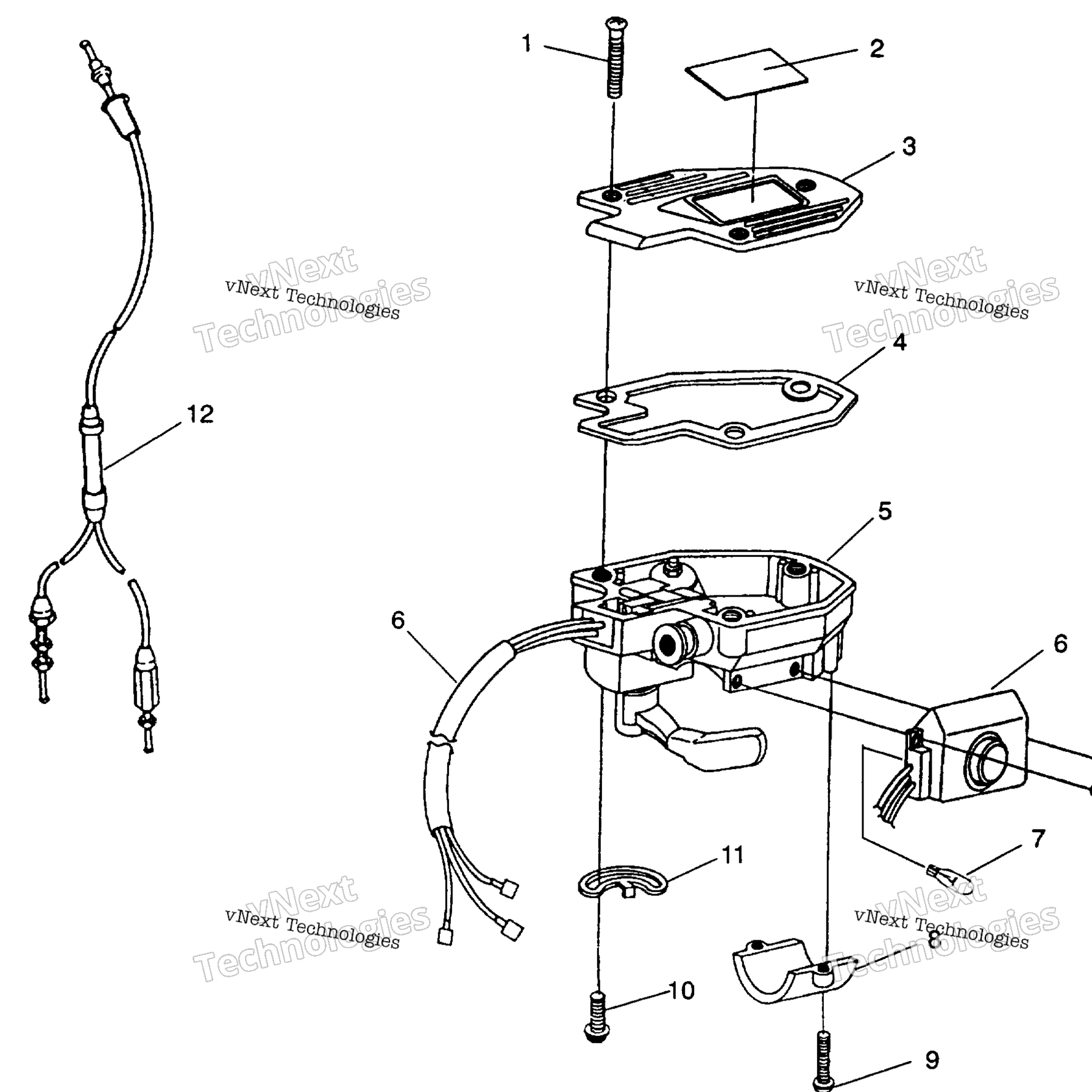 Схема узла Controls Throttle Asm./Cable 4X4 250