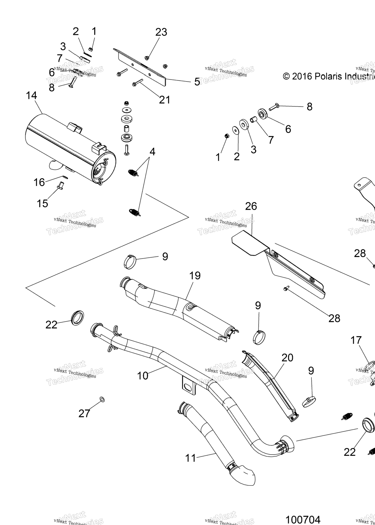 Схема узла Двигатель, Выхлоп