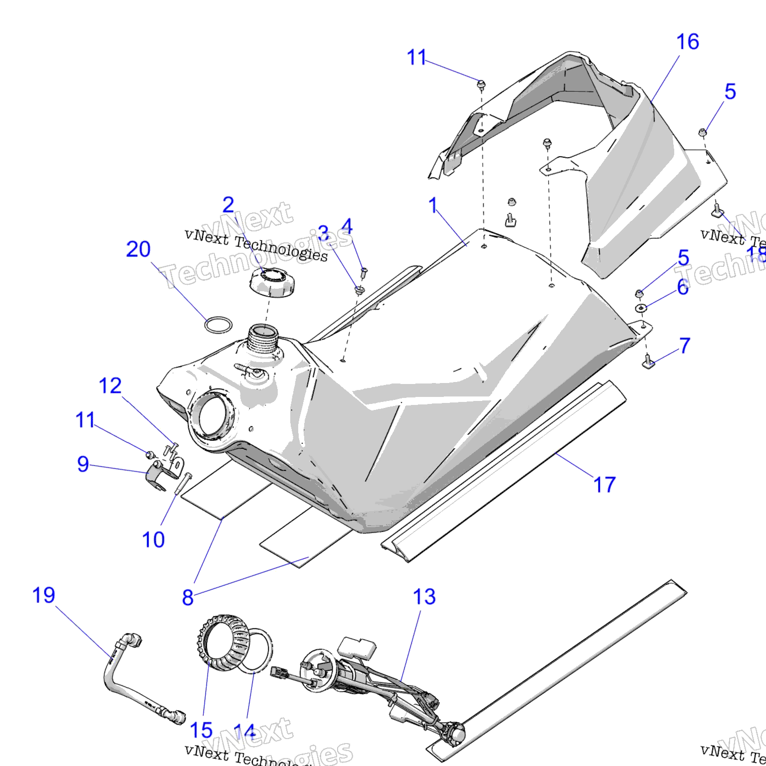 Схема узла Fuel System, Fuel Tank Asm. All Options