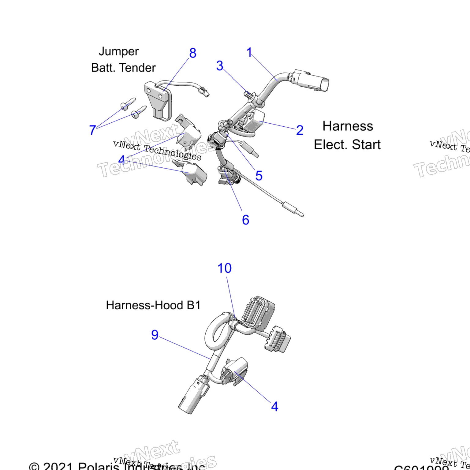 Схема узла Electrical, Wire Harness, Hood, Elec. Start