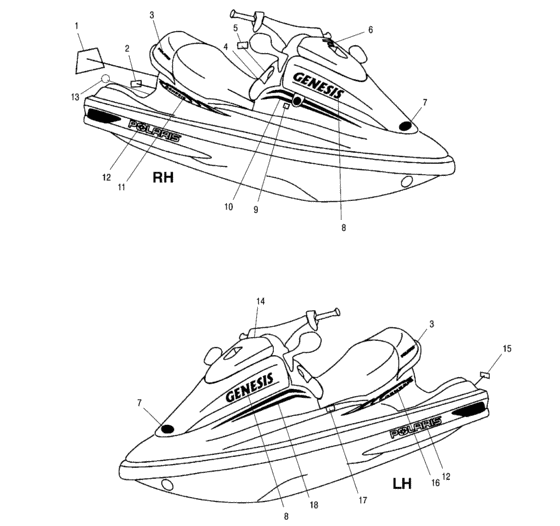 Схема узла Наклейки (W005099D) Для Polaris Genesis