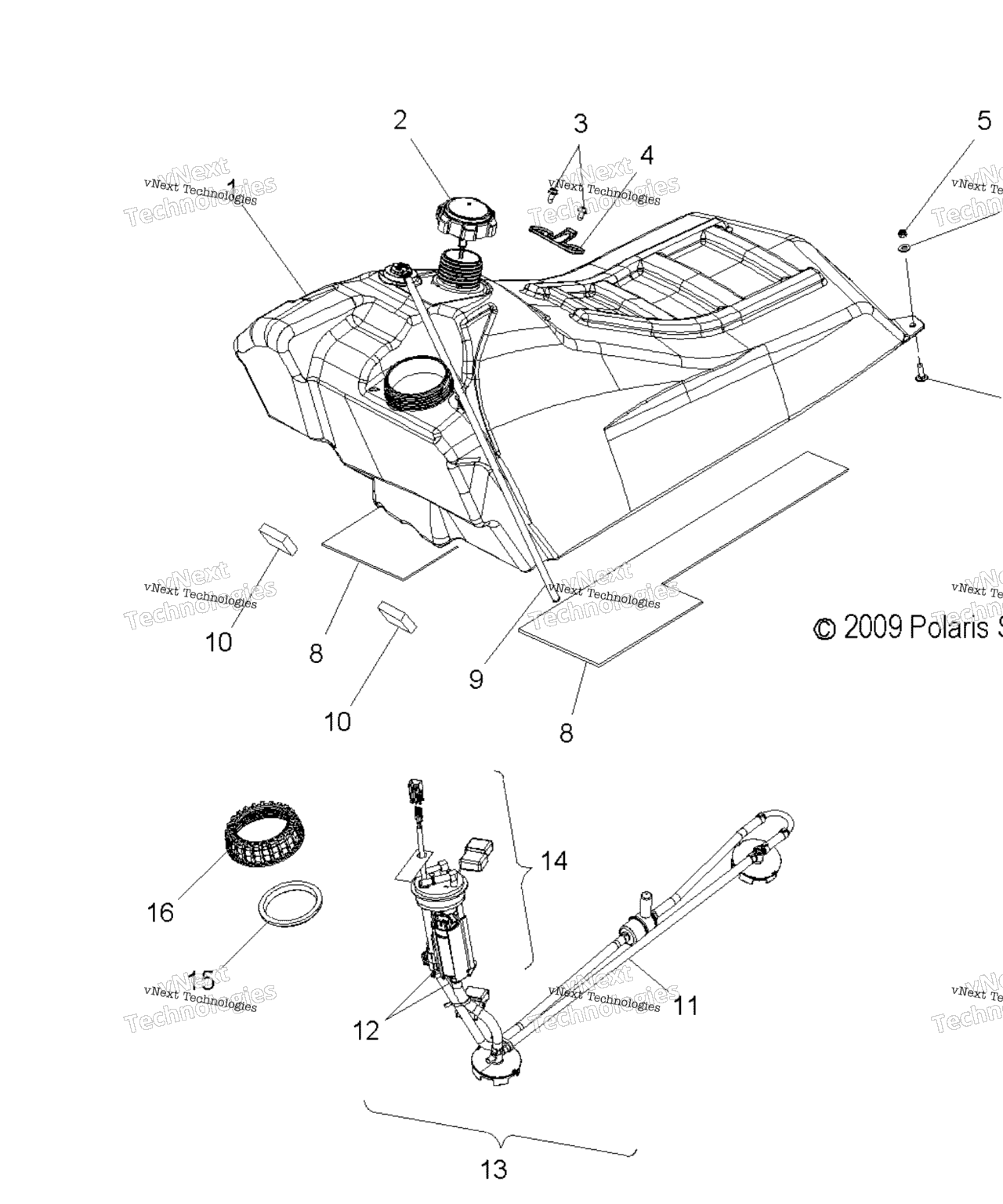Схема узла Fuel System, Fuel Tank Asm. All Options