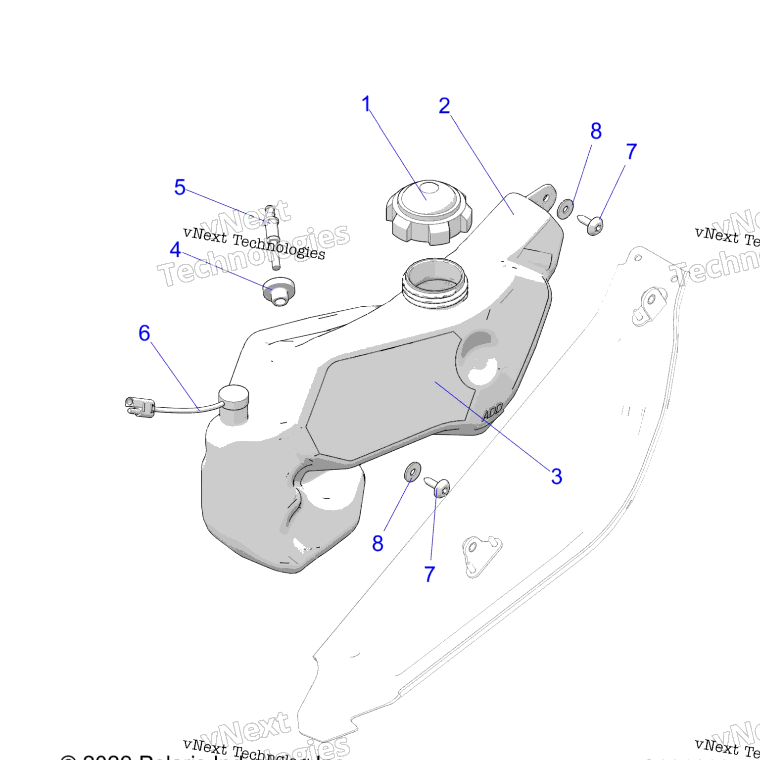 Схема узла Engine, Oil Bottle Asm. All Options