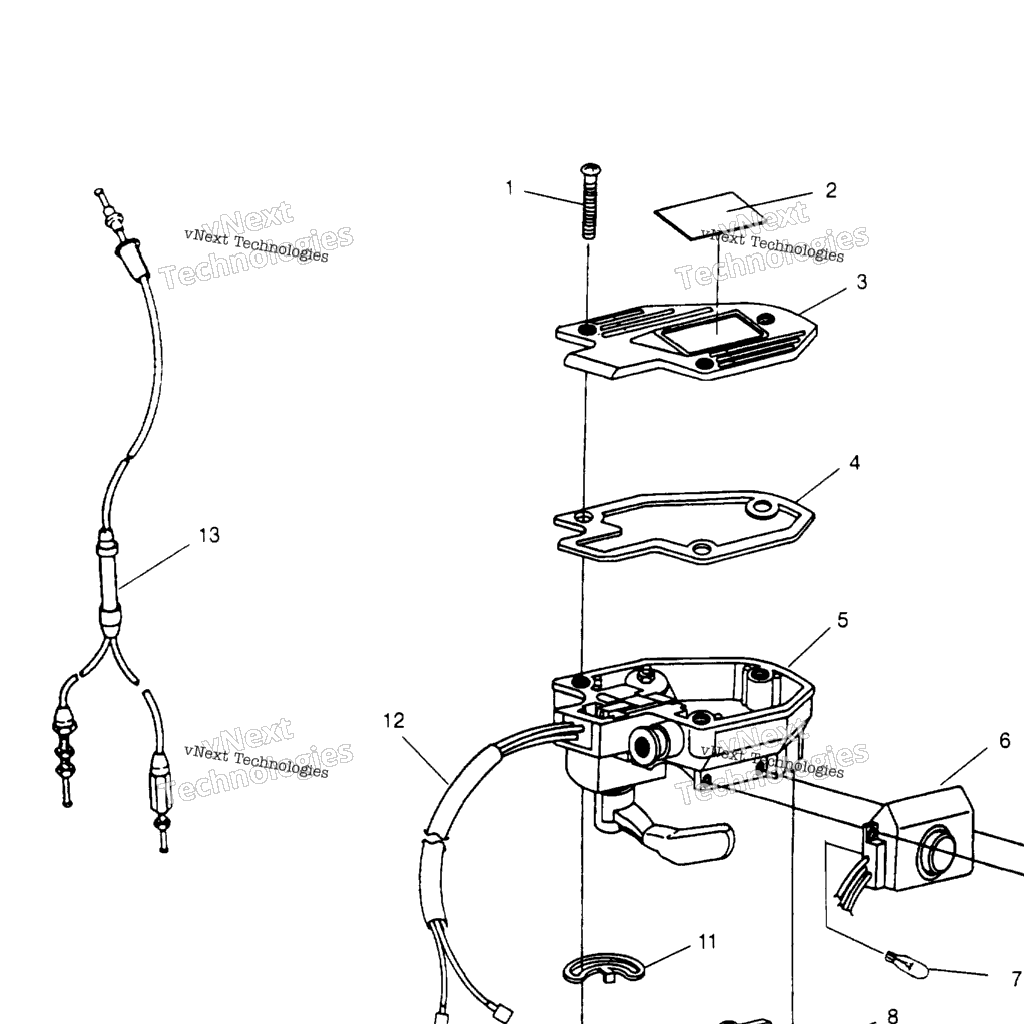 Схема узла Controls Throttle Asm./Cable Scrambler