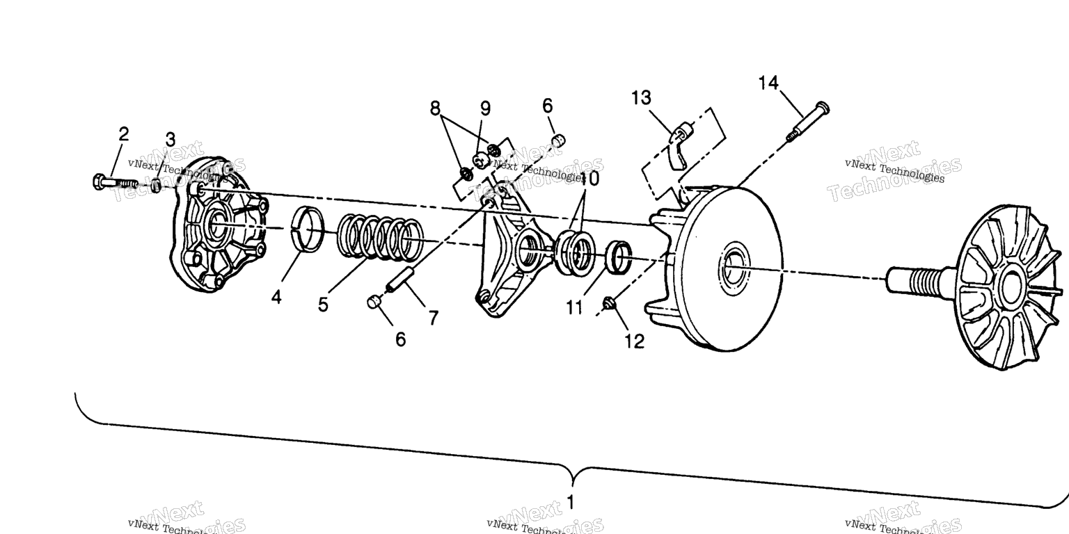Схема узла Drive Clutch Assembly 6X6 400L, U.s. W 958740, Swedish S958740 & Norwegia