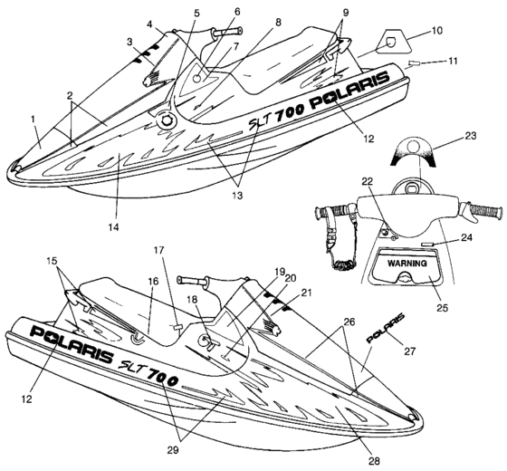 Схема узла Наклейки (Slt 700 B964166 And Intl. Slt 700 I964166) Для Polaris Slt 700