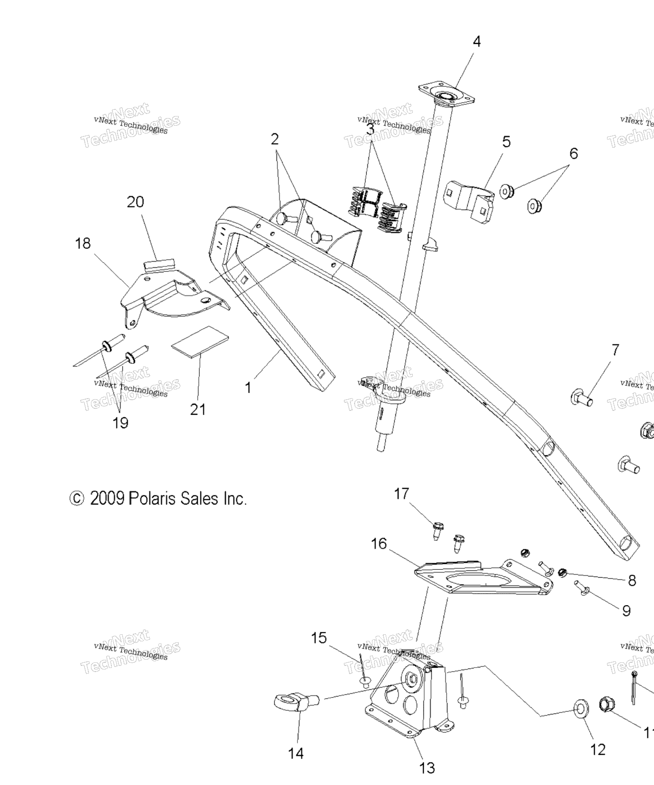 Схема узла Steering, Steering Post Asm. & Steering Hoop