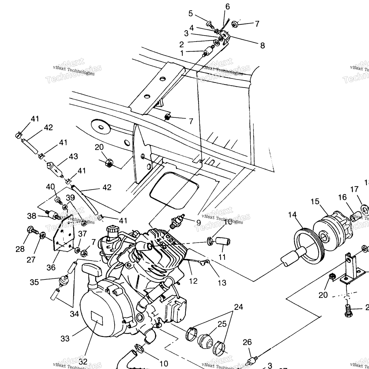 Схема узла Крепление Двигателя Sport 400L W97Ba38C (4940124012A009)