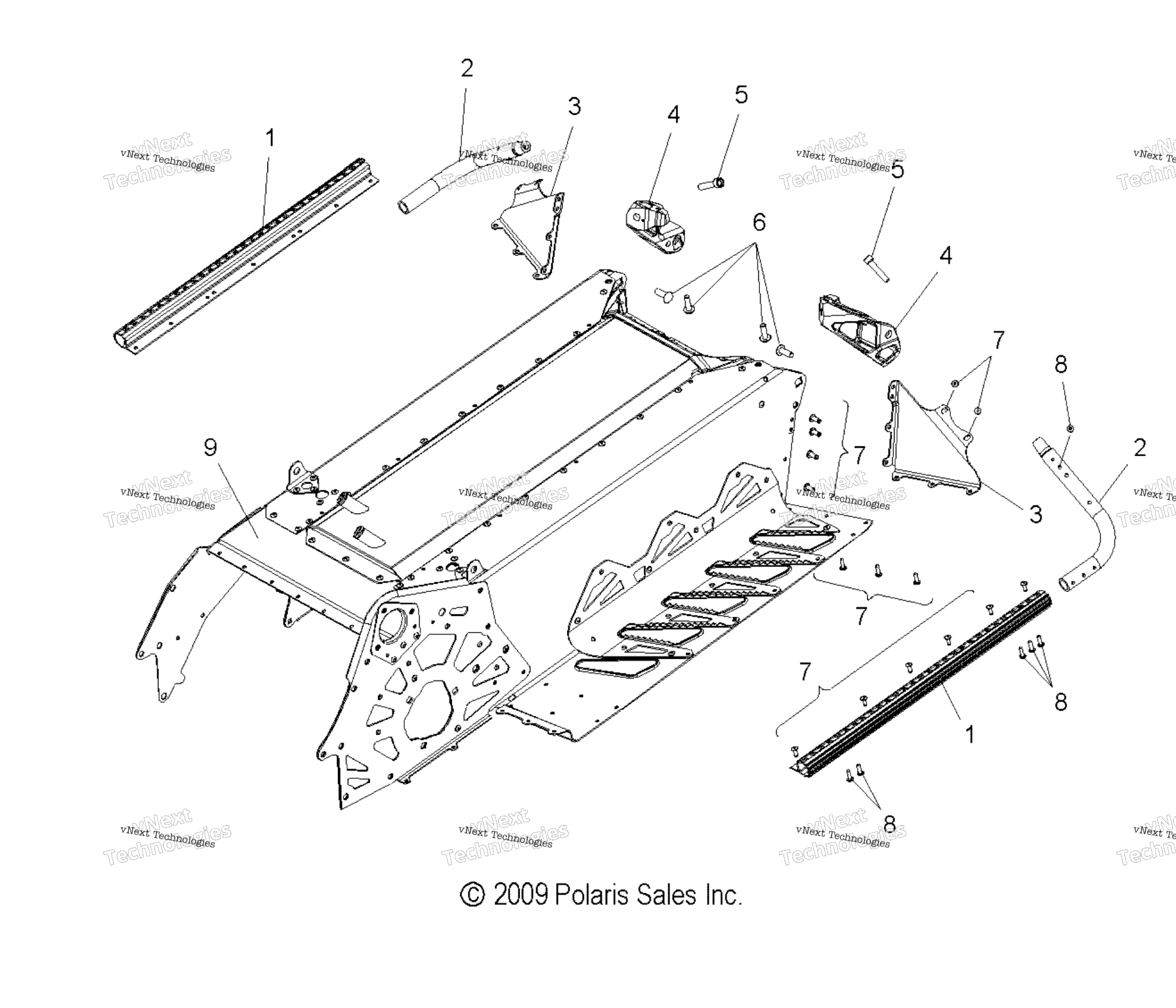 Схема узла Chassis, Tunnel & Rear Asm. All Options