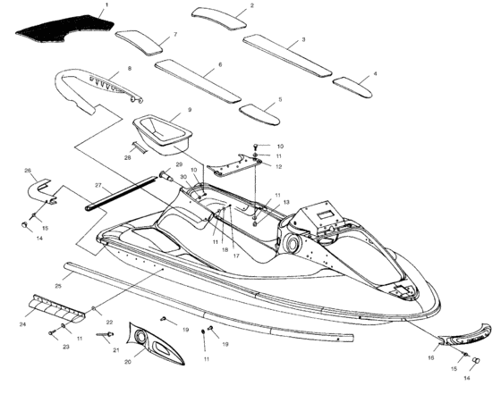 Схема узла Hull And Body (W014697D) Для Polaris Int\'l Slh