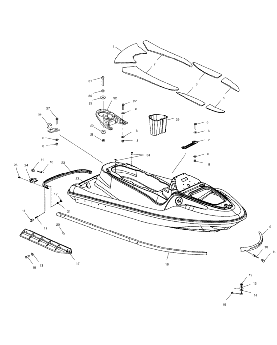 Схема узла Hull And Body (W035197Da/W035197Ia) Для Polaris Virage