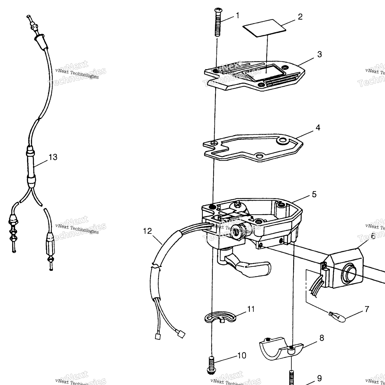 Схема узла Controls Throttle Asm./Cable