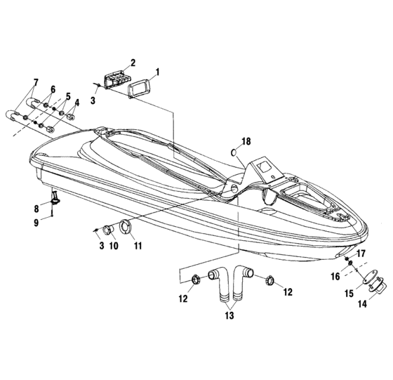 Схема узла Hull And Body (W015098D) Для Polaris Int\'l Genesis I