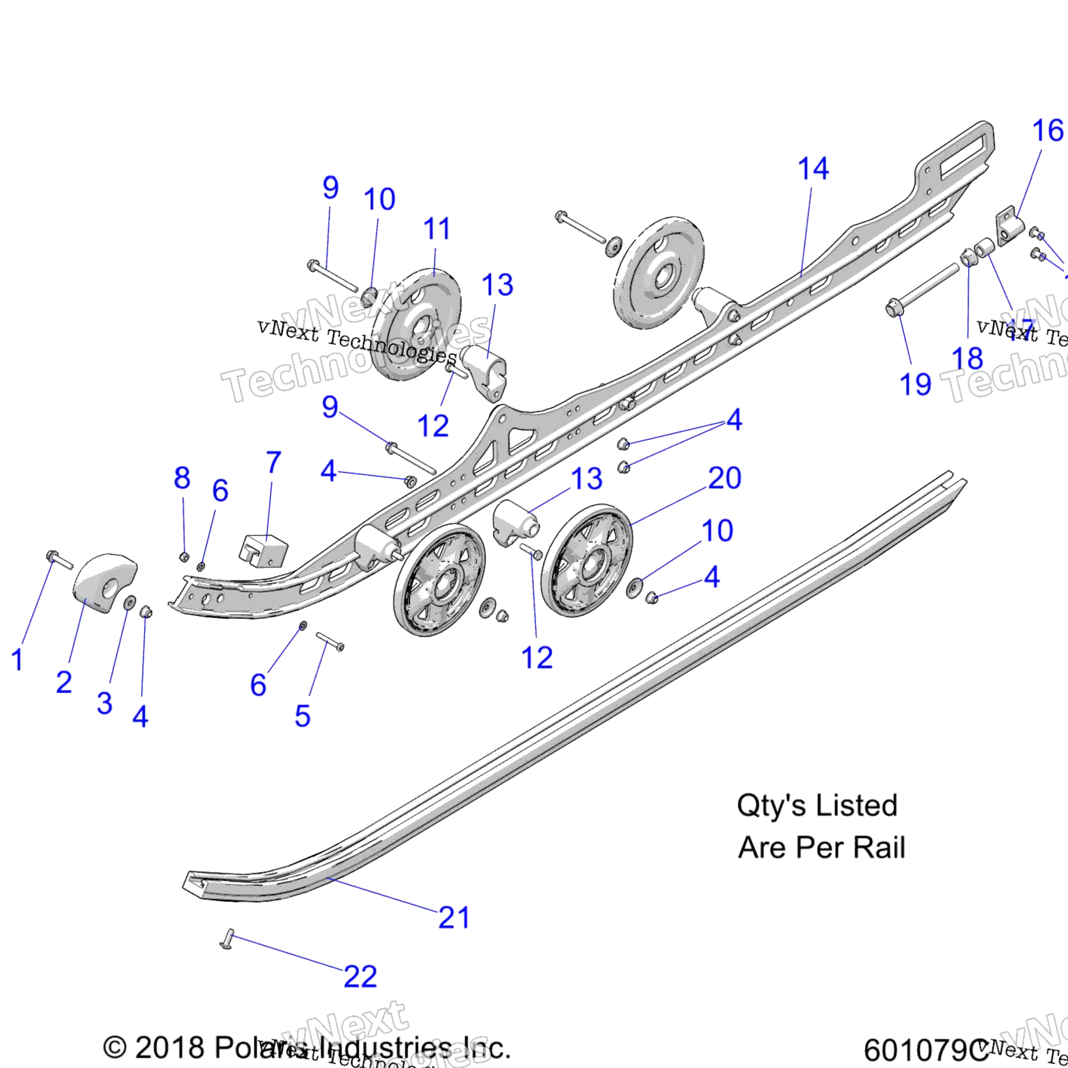 Схема узла Suspension, Rail Asm. All Options