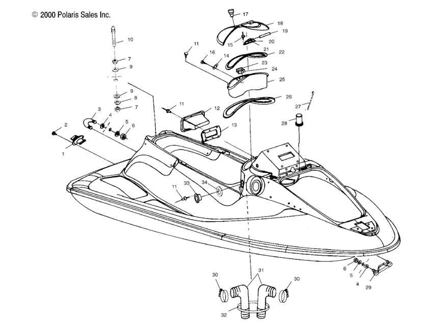 Схема узла Hull And Body (W014697D) Для Polaris Slh