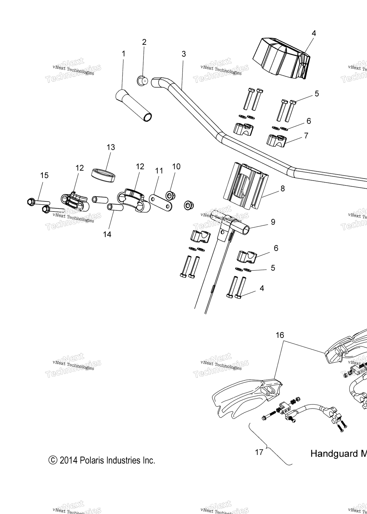 Схема узла Steering, Upper & Handlebar Asm. S15Df8 All Options