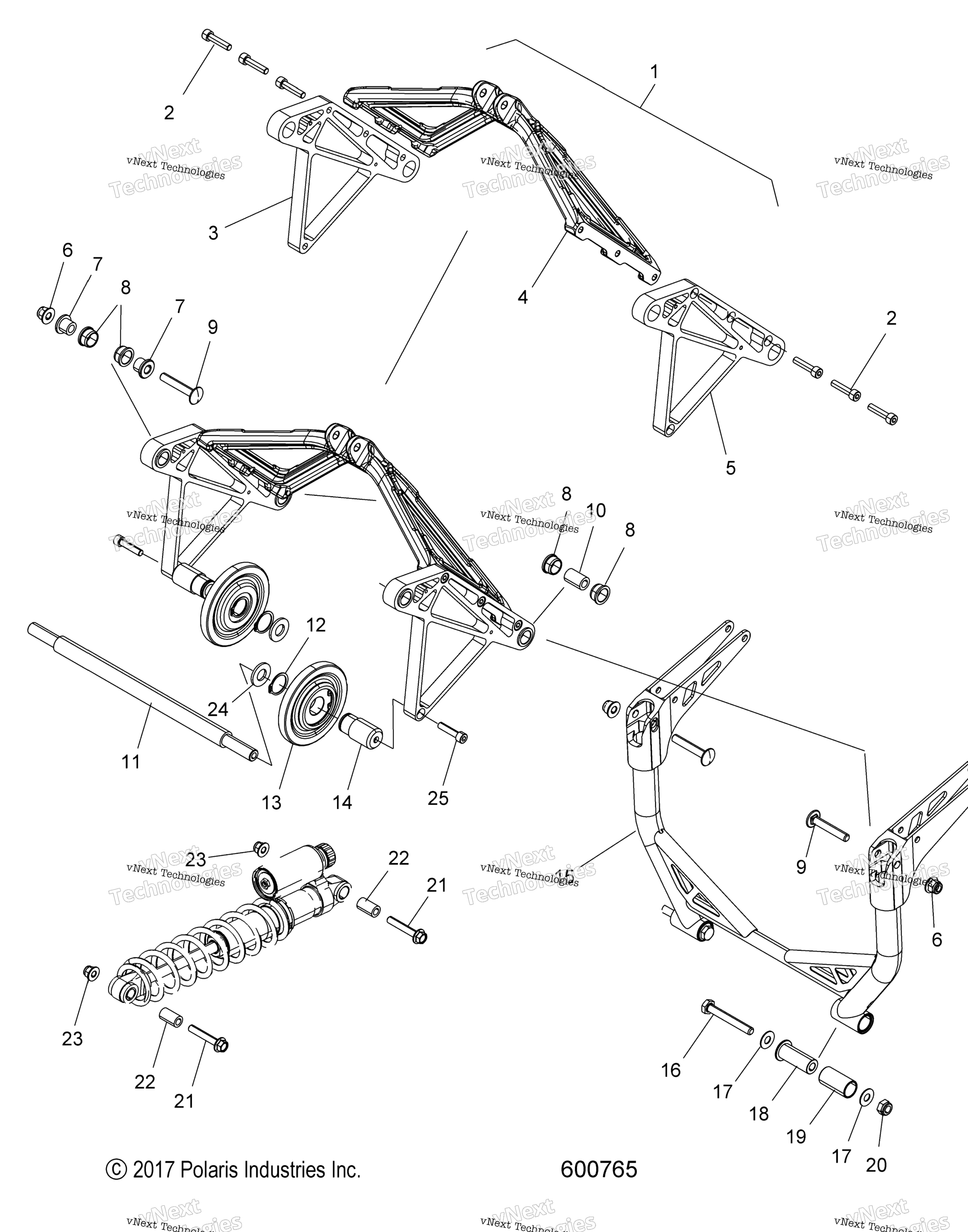 Схема узла Suspension, Crank Asm., Rear All Options